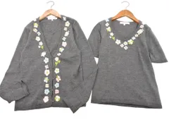 HANAEMORI 花柄刺繍 長袖カーディガン 　新品未使用♡ 最終値下げ！】花柄刺繍 ニットカーディガン 上品ハナエモリ