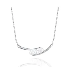 【新品】 [Cute jewelry　Mei Leaf] 淡水パール 淡水真珠 貝パール ネックレス レディース シルバー925 アジャスター付き (a スマイル型) 0