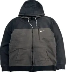 NIKE ☆ こなれた風合い◎ フェード スウェット ジップアップ パーカー グレー ブラック XL スポーツ ストリート 古着 人気 ナイキ■S3133