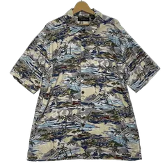 CACTUS アロハシャツ 総柄 US古着 ボタンダウン オープンカラー 開襟シャツ 半袖 シャツ オーバーサイズ ビッグシルエット クウェート製 メンズ XL マルチカラー