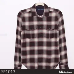 美品 Ralph Lauren ラルフローレン トップス 長袖シャツ  チェック柄 ダブルポケット フランネル素材 　ブラウン　 【SP1013-00】 送料無料　古着　メンズ