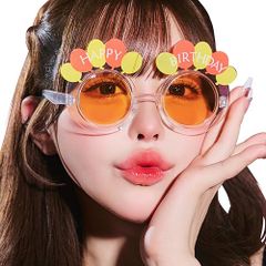 ハピバ サングラス バルーン オレンジ　　[誕生日 コスプレ サングラス メガネ バースデー 仮装 誕生日パーティー お祝い 誕生日会 撮影会 自撮り 主役 卒業式 イベント]【B-3578_914013】