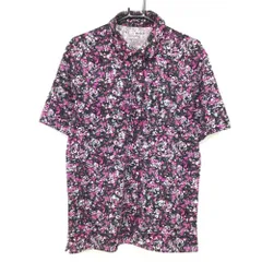 【美品】アンダーアーマー 半袖ポロシャツ 黒×ピンク 総柄 メンズ MD/M/M ゴルフウェア UNDER ARMOUR