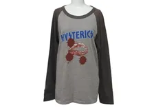 hysteric glamour ヒステリック グラマー ラグラン 長袖 Tシャツ 2CL-5620 00s グレー ブルー コットン 中古 4b001854