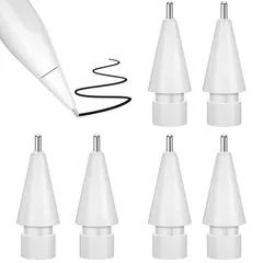 【在庫セール】Pencil第1/第2世代＆Logitech Crayonに対応、ペンのように0.78mm長いチップ Apple 磨耗しないファインポイント 精密なコントロール Apple アップグレードされたペンシルチップ Pencilチップ-ホワイト 6パッ