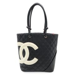 CHANEL シャネル カンボンライン ミディアムトート トートバッグ ショルダーバッグ ソフトカーフ ブラック 黒 ホワイト 白 A25167