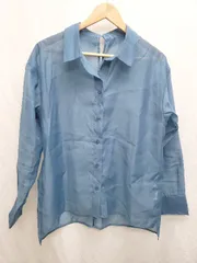 ◇ Θ　Φ earth music&ecology シースルー 長袖 シャツ サイズF ブルー レディース P  【1409250049606】