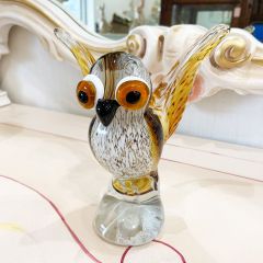 フクロウ 置物 ガラス オブジェ ブルー みみずく ユニーク 65403OL フクロウ 置物 ガラス オブジェ ブルー みみずく ユニーク 65403OL