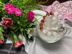 龍紋翡翠＆クラック水晶ブレスレット　12ｍｍ【天然石】【ブレスレット】