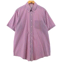 古着 ブルックスブラザーズ Brooks Brothers Est.1818 マルチストライプ 半袖 ボタンダウン ストライプシャツ メンズL相当/eaa536537