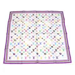 Louis Vuitton ルイヴィトン アイラブモノグラム スカーフ モノグラムマルチカラー 村上隆 シルク100％ M71917 66cm×68.5cm 小物 アパレル