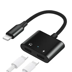 【2025年MFi認証品】Muchfox iPhone イヤホン 充電 2in1 変換 アダプタ 急速充電 イヤホン 同時 二股接続ケーブル iPhone 用 イヤホン 変換 ケーブル 通話可能 リモコン 音楽調節 純正品素材やチップを採用 iPhone14/