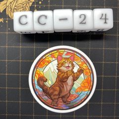 방수 스티커 고양이 스테인드 글라스 스타일 일러스트 멋진 CC-24
