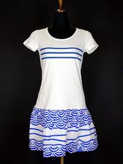 【未使用・新品】Junior GAULTIER (ジュニアゴルチェ)   うろこ＆よろけボーダーワンピース