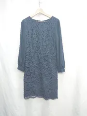 ◇ ⊂ NATURAL BEAUTY BASIC 長袖 ひざ丈 ワンピース サイズL ネイビー レディース E  【1502180071669】