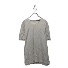 TOMMY HILFIGER 半袖 プリント Tシャツ トミーヒルフィガー XL ホワイト ビッグサイズ Vネック 古着卸 アメリカ仕入 a605-6995