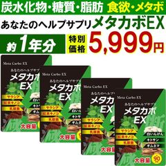 【お得1年分!4袋セット・メタカボEX】 食欲 メタボ 炭水化物 糖質 脂肪 ダイエット サプリメント 国内生産 サラシア 白いんげん豆 キトサン 乳酸菌 コンブ茶 ギムネマ 炭 糖 脂 3ヶ月分 日本製 国産 1日1粒でお腹の中からスッキリさせる
