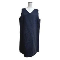 レディース フォーマルワンピース ひざ丈 ネイビー 花刺繍 紺　大きいサイズ　清楚