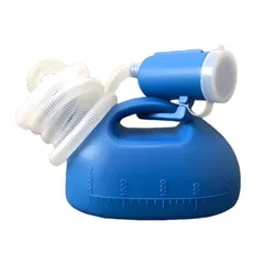 介護用便器 長距離運転 高齢者用 高速道路の渋滞時 採尿容器 しびん 旅行用 1.2mチューブ 排尿ボトル 大容量2000ML (ブルー) 男性用尿瓶 尿器 SUNNICE