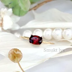 天然石 ロードライトガーネット ファセットカット リング ゴールド シルバー silver925 指輪