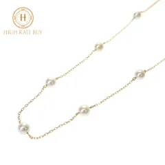 【未使用品】MIKIMOTO ミキモト パールネックレス ペンダント K18 YG 750 ベビーパール あこや真珠 アコヤ真珠 pearl 9P 6.2mm-4.7mm レディース 女性用 ジュエリー ネックレス