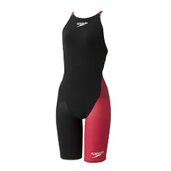 Speedo(スピード) 競泳水着 Fastskin ProIII Openback Kneeskin ファストスキンプロ3オープンバックニースキン レディース SCW12101F ブラック/レッド L
