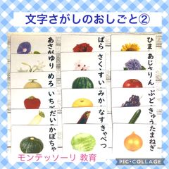 文字探しのお仕事　花、野菜、果物　モンテッソーリ  家庭学習　国語教材　視覚支援