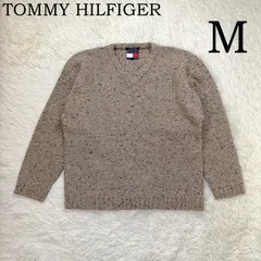 TOMMY HILFIGER トミーヒルフィガー ウール ニット セーター M メンズ グレージュ Vネック