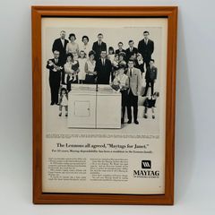 レトロ 広告　ビンテージ　ポスター　　『 メイタグ洗濯機 』　フレーム付　※貴重な当時物 1960's　オリジナル アメリカ　ヴィンテージ 輸入雑貨　アドバタイジング( AZ1481 )