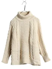 【お得なクーポン配布中!】 手編み 80s アイルランド製 JOHN MOLLOY タートルネック フィッシャーマン ウール ハンド ニット セーター レディース S 程/ ヴィンテージ