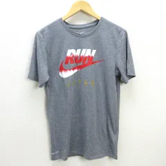 D■ナイキ/THE NIKE TEE RUNプリント 半袖Tシャツ【M】灰/MENS/77【中古】■
