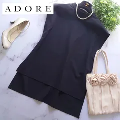 2022 アドーア ナイロン2wayスクエアカットブラウス 38 黒 ハイネック