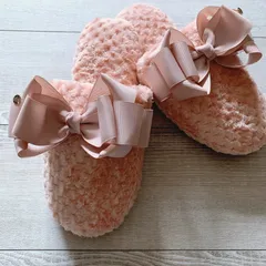 ビッグリボン　フワフワスリッパ　ピンク　秋　冬　姫系