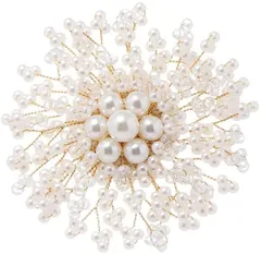 Coollooda コサージュ フォーマル ブローチ パール 卒業 入学 結婚式 レディース セレモニー ママ 入園 大きめ華やか ホワイト 8cm