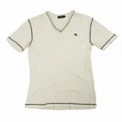 BURBERRY BLACK LABEL バーバリーブラックレーベル BMV11-629-40 Vネック Tシャツ 半袖 アイボリー サイズM メンズ 【中古】