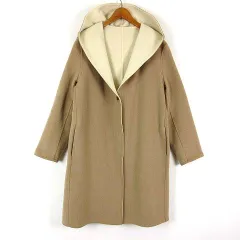 ユニクロ UNIQLO ダブルフェイス フーデット コート ウール ショールカラー 1ボタン 長袖 M ベージュ