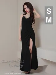 ブラック  [GMS-V829-PBE-2409] 【Andy GLAMOROUS/アンディグラマラス】マーメイド/ ワンカラー/ ラメ/ キャミソール/ ストレッチ/ タック/ ロングドレス/ キャバドレス