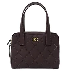 シャネル CHANEL バッグ ワイルドステッチ レディース ブランド ハンドバッグ トートバッグ レザー ダークブラウン ゴールド金具 おしゃれ 【中古】