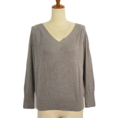 アズールバイマウジー AZUL by moussy AZULbasic カットソー ニット Vネック M グレー