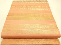 平和屋着物◎太鼓柄袋帯　横段花文　金糸　正絹　逸品　DAAJ4228re