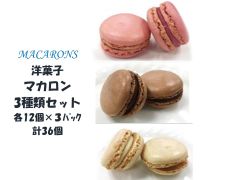 洋菓子　冷凍マカロン　バニラ&ストロベリー＆チョコレート　3種類セット（12個×3パック）　冷凍食品　スイーツ