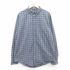 XL/古着 エディーバウアー 長袖 ブランド シャツ メンズ コットン ボタンダウン 紺他 ネイビー チェック 25jun03 中古 トップス