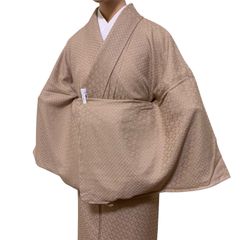 R-1254　着物　単衣　夏物　紗　裄66.5センチ　絹　落款　レディース　透け感あり