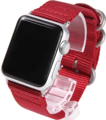 Apple Watch 対応ベルト コンパチブル 時計バンド NATOベルト アップルウォッチ交換ストラップ iWatch 38mm 40mm 41mm 42mm 44mm 45mm Watch Se [レッド(銀バックル)] [42mm/44mm/45mm]