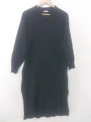 ◇ ITEMS URBAN RESEARCH アーバンリサーチ 長袖 膝下丈 ニット ワンピース サイズF ブラック レディース E  【1305250006413】
