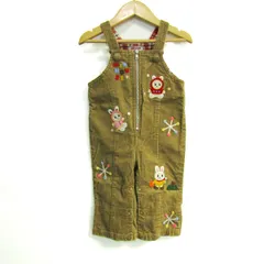 ミキハウス オーバーオール サロペット コーデュロイ レトロ うさぎ チエコ ベビー 女の子用 80サイズ ベージュ MIKIHOUSE 【中古】