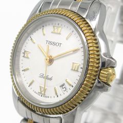 ティソ TISSOT バラード レディース ウォッチ 腕時計 クォーツ 白文字盤 デイト サファイア風防 コンビカラーブレスレット 管理9640
