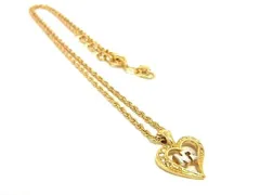 ■美品■ NINA RICCI ニナリッチ ラインストーン ハート ネックレス ペンダント アクセサリー レディース ゴールド系 DD1388