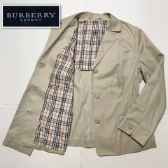 BURBERRY LONDON バーバリーロンドン　コットンテーラードジャケット　size15号(2XL相当)　ベージュ×裏地ノバチェック　シングル　３つボタン　三陽商会　背抜き　春夏　レディース　ビッグサイズ