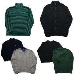 古着卸 まとめ売り ノーティカ NAUTICA セーター 6枚セット (メンズ L ) ケーブル編み フルジップ ハーフジップ ボーダー 中古 古着 NC3471